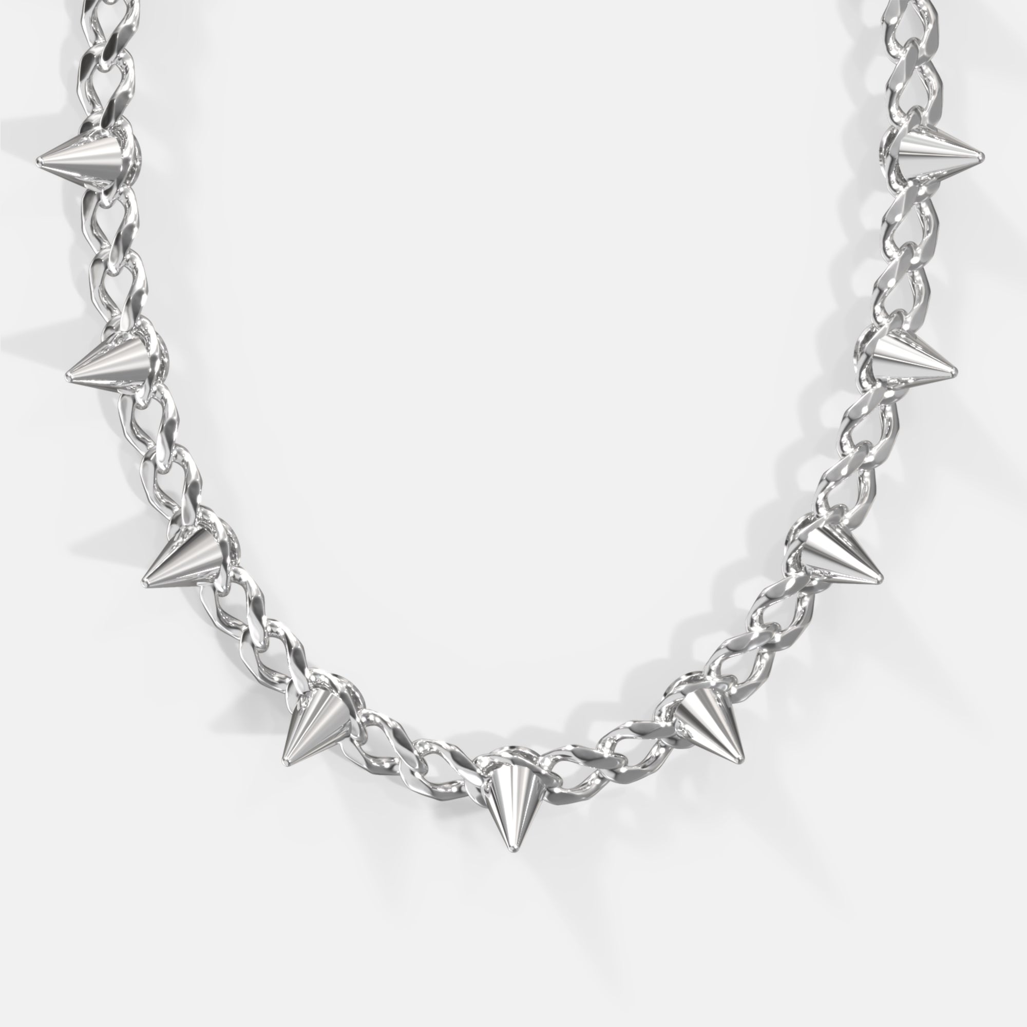 K12 - SILVER CUBAN SPIKE CHAIN - 10.5MM